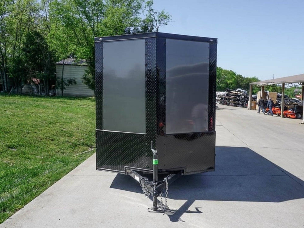 6×12 Charcoal V-Nose Enclosed Cargo Trailer – Blackout Trim, Ramp Door ...