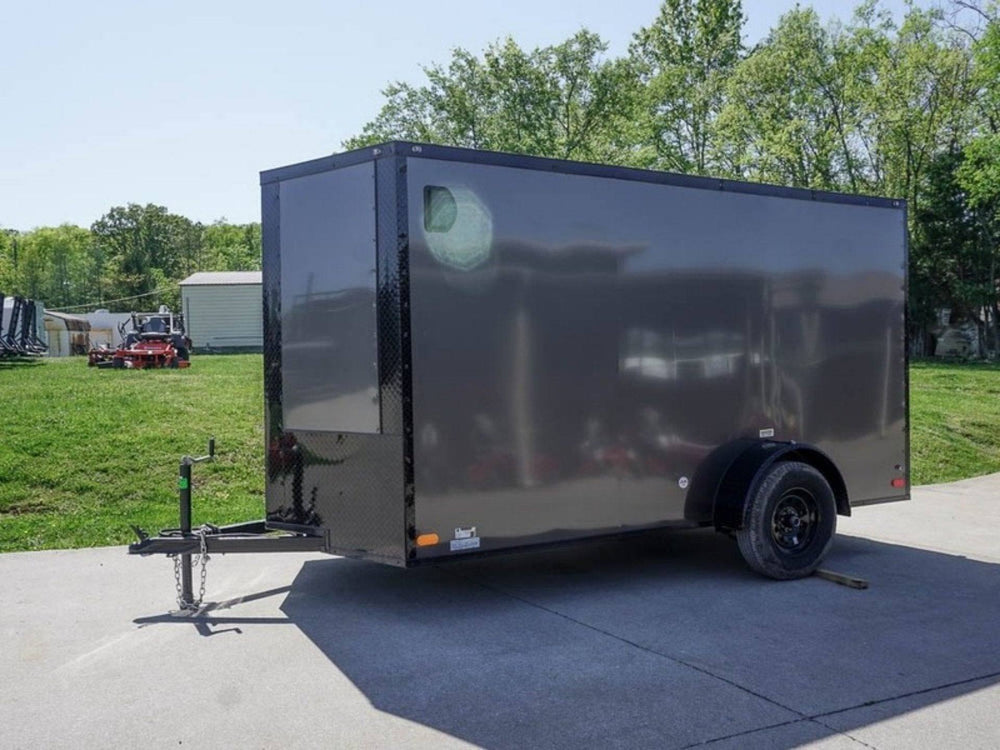6×12 Charcoal V-Nose Enclosed Cargo Trailer – Blackout Trim, Ramp Door ...