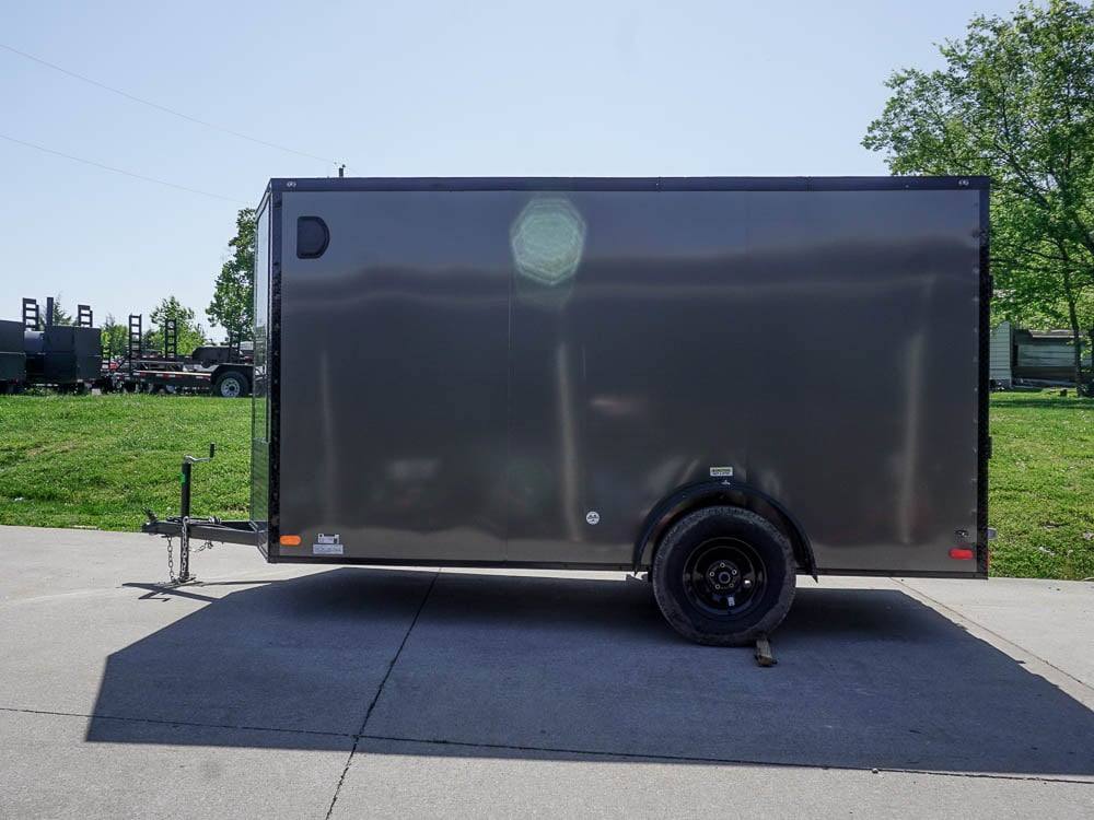 6×12 Charcoal V-Nose Enclosed Cargo Trailer – Blackout Trim, Ramp Door ...