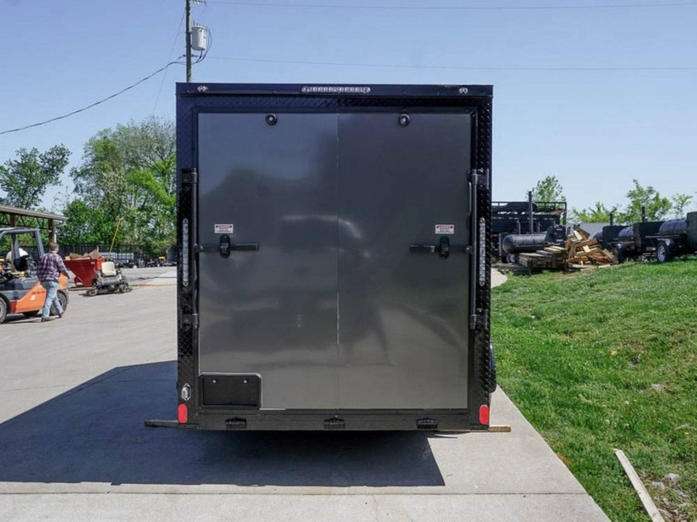 6×12 Charcoal V-Nose Enclosed Cargo Trailer – Blackout Trim, Ramp Door ...