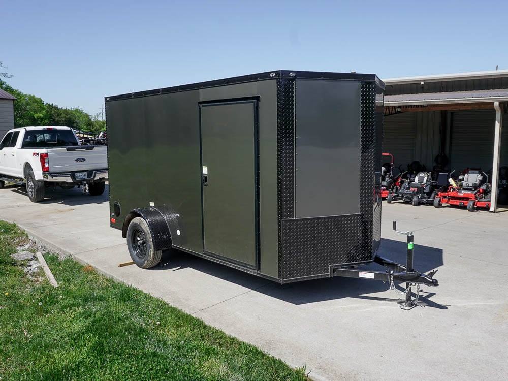 6×12 Charcoal V-Nose Enclosed Cargo Trailer – Blackout Trim, Ramp Door ...